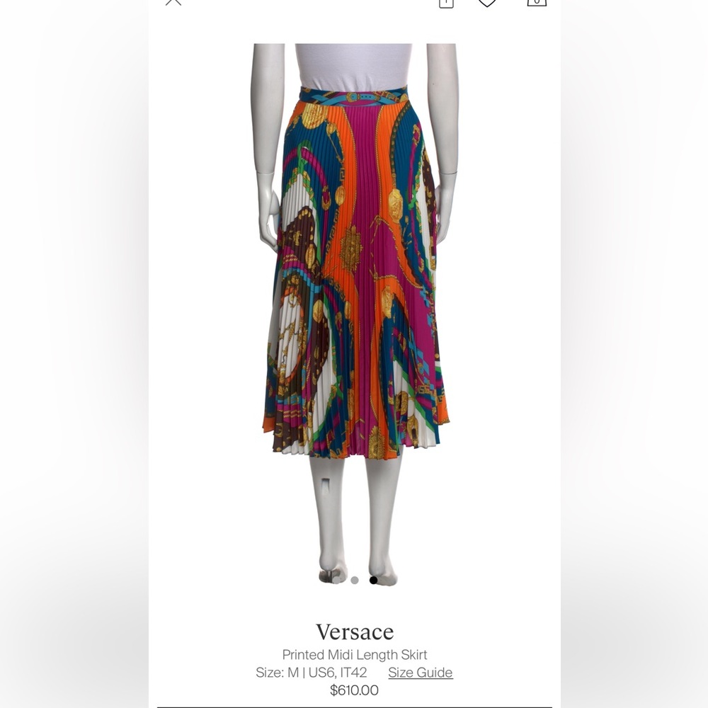 VERSACE BAROCCO RODEO PRINT PLEATED WOMEN’S MIDI SKIRT